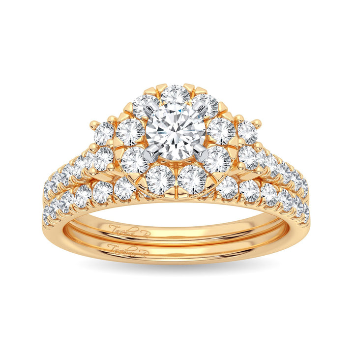 14K Yellow Gold 1CT Lab Diamond Bridal Ring Elegance
