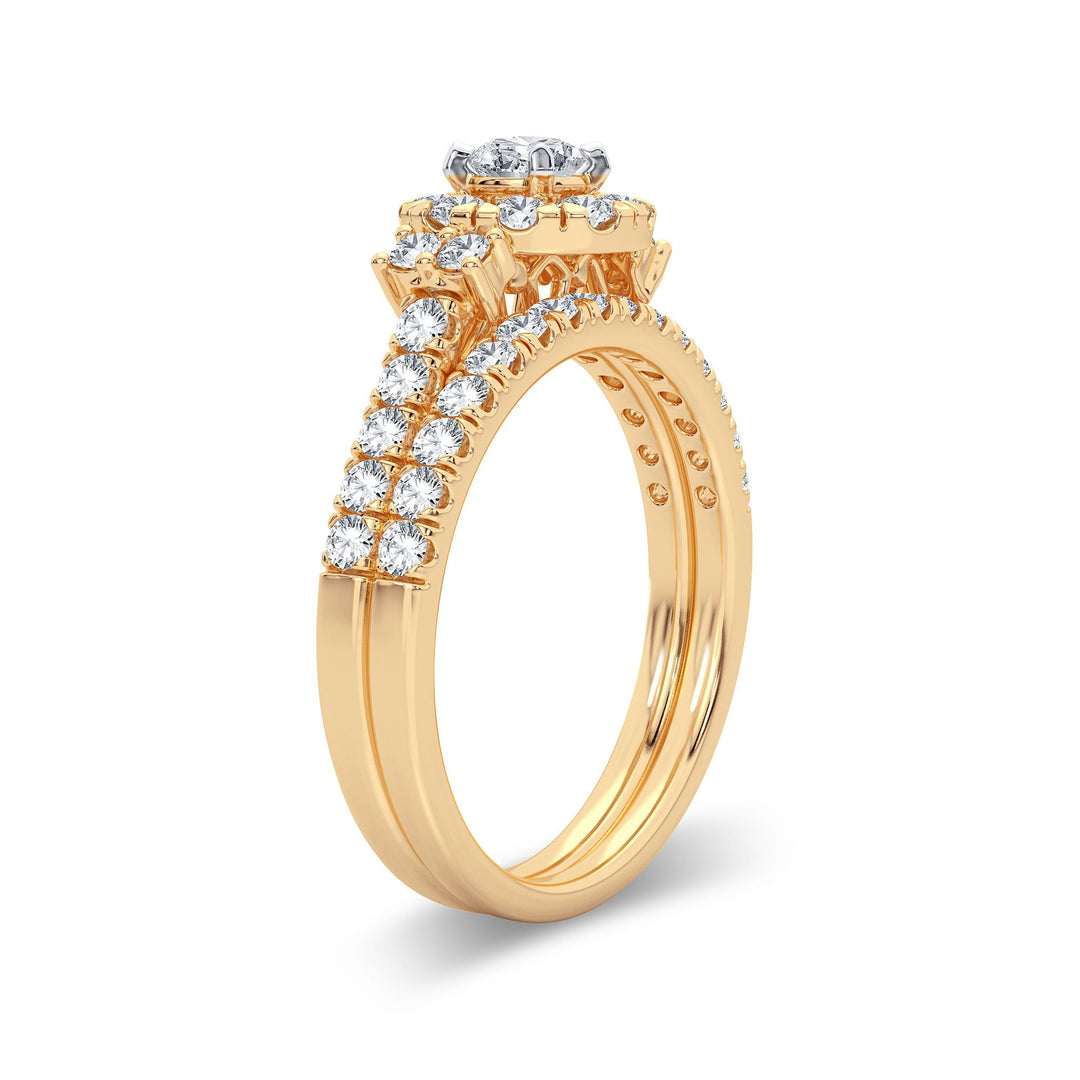 14K Yellow Gold 1CT Lab Diamond Bridal Ring Elegance