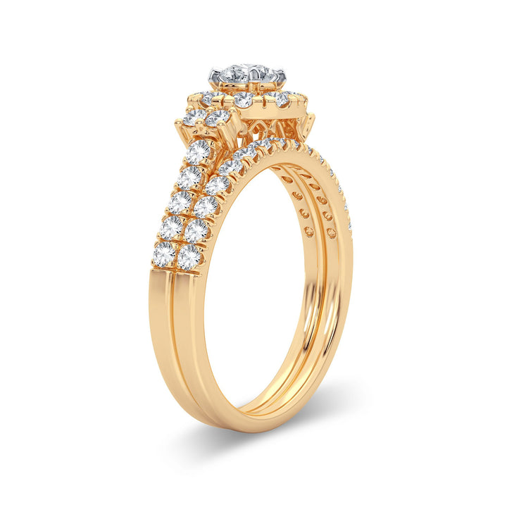 14K Yellow Gold 1CT Lab Diamond Bridal Ring Elegance