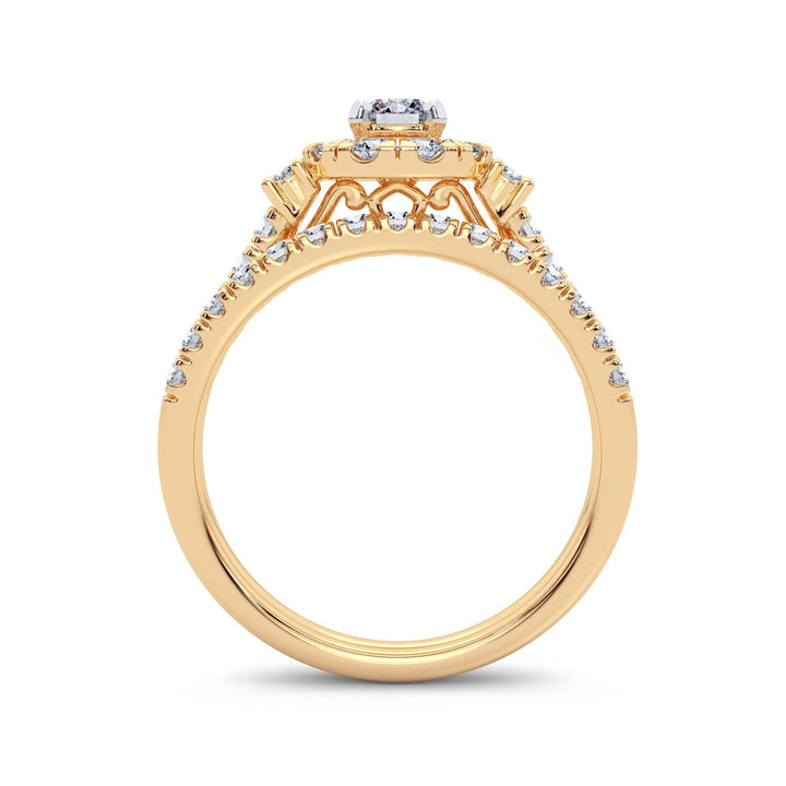 14K Yellow Gold 1CT Lab Diamond Bridal Ring Elegance