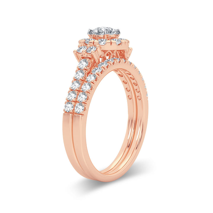 Romantic 14k Rose Gold 1CT Lab Diamond Bridal Ring
