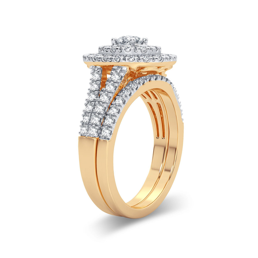 Timeless 14k Yellow Gold 1.00CT Lab Diamond Bridal Ring