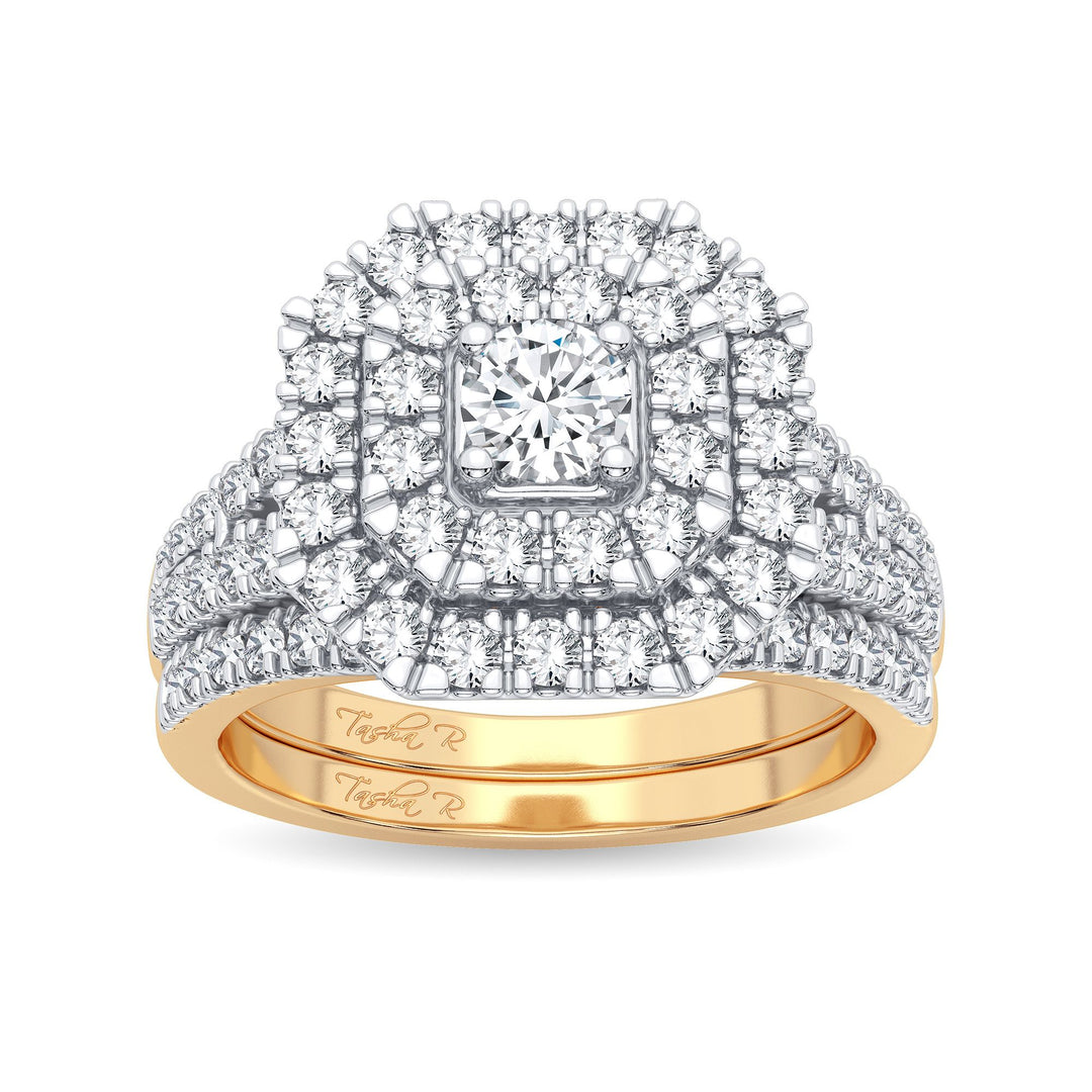 Brilliant 14K Yellow Gold 1CT Lab Diamond Bridal Ring