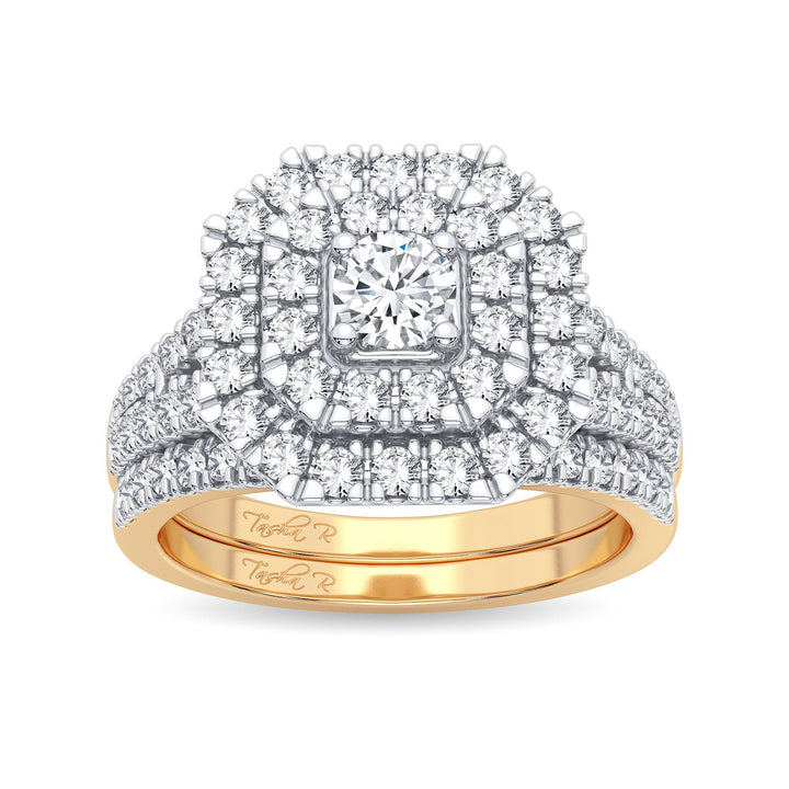 Brilliant 14K Yellow Gold 1CT Lab Diamond Bridal Ring