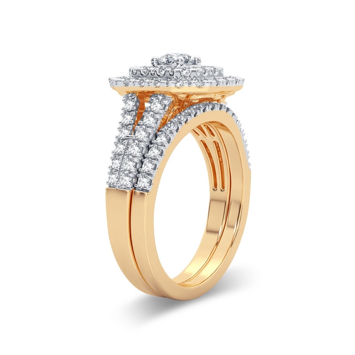 Brilliant 14K Yellow Gold 1CT Lab Diamond Bridal Ring