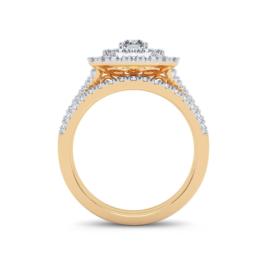 Brilliant 14K Yellow Gold 1CT Lab Diamond Bridal Ring