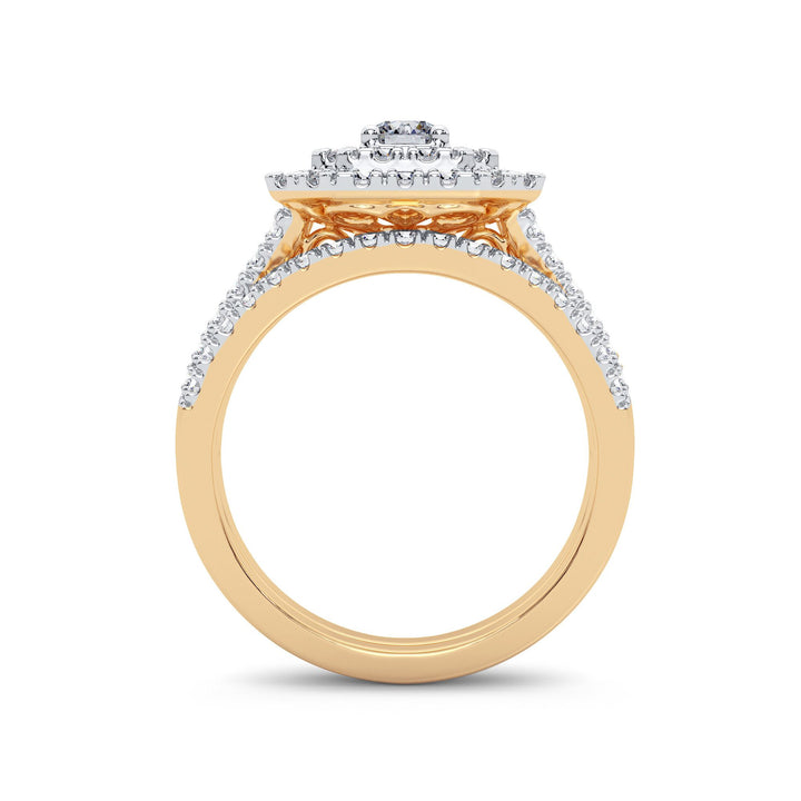 Brilliant 14K Yellow Gold 1CT Lab Diamond Bridal Ring