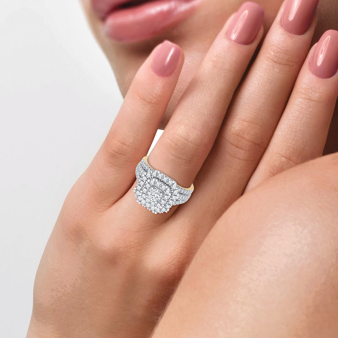 Brilliant 14K Yellow Gold 1CT Lab Diamond Bridal Ring