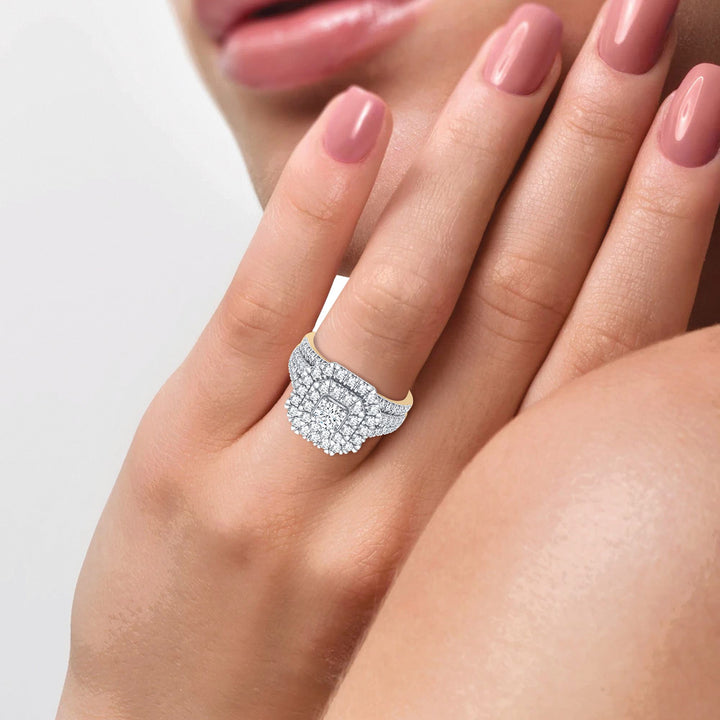 Brilliant 14K Yellow Gold 1CT Lab Diamond Bridal Ring