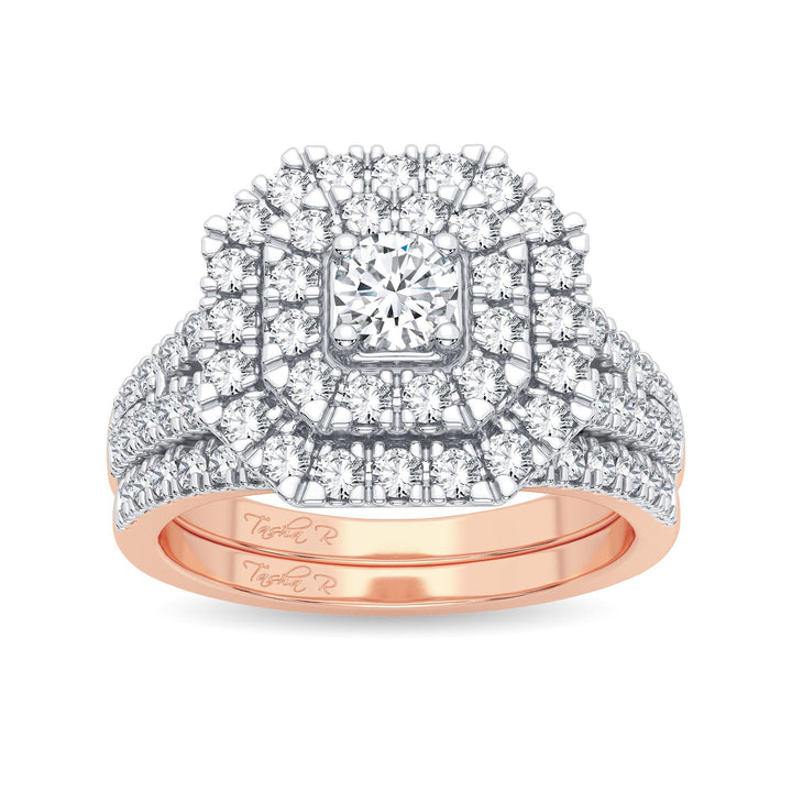 14k Rose Gold 1CT Lab Diamond Bridal Ring for Women