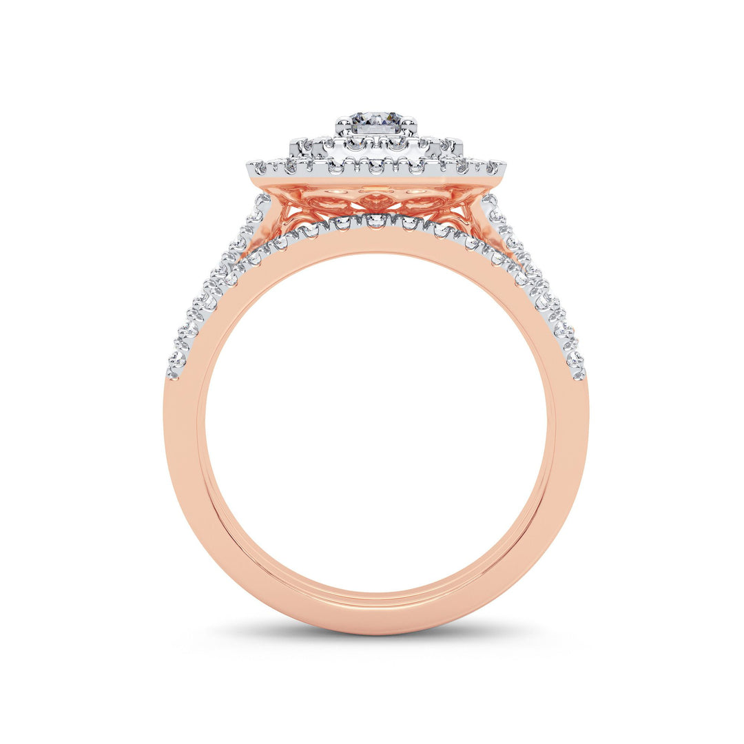 14k Rose Gold 1CT Lab Diamond Bridal Ring for Women