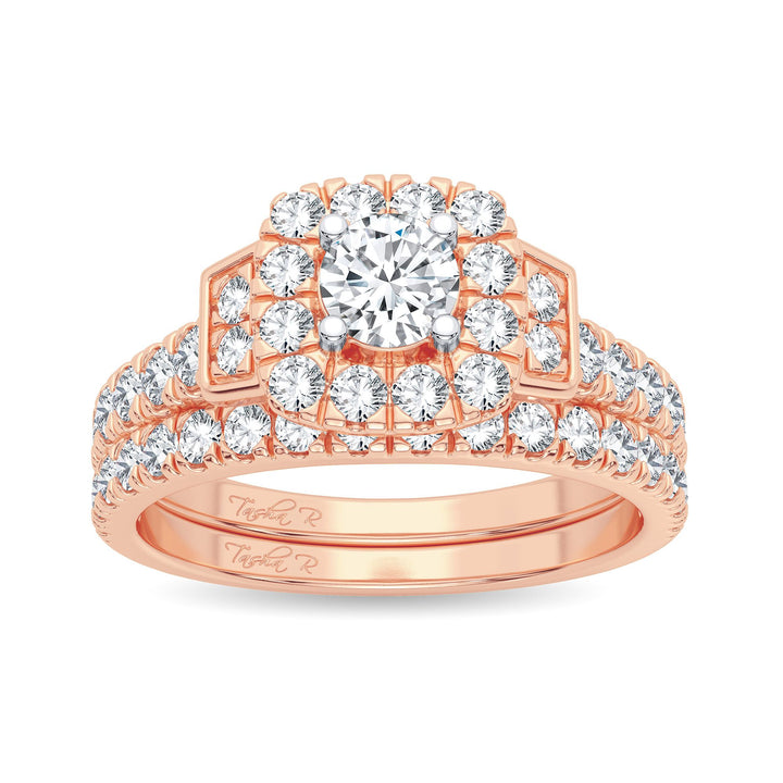 Romantic 14k Rose Gold Lab Diamond Bridal Ring (1CT)