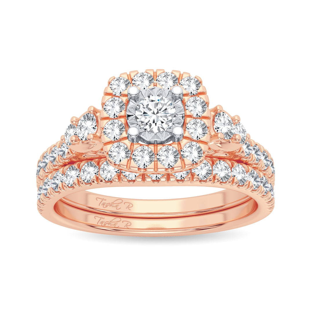 Romantic 14k Rose Gold Lab Diamond Bridal Ring (1CT)