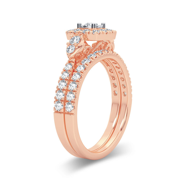 Romantic 14k Rose Gold Lab Diamond Bridal Ring (1CT)