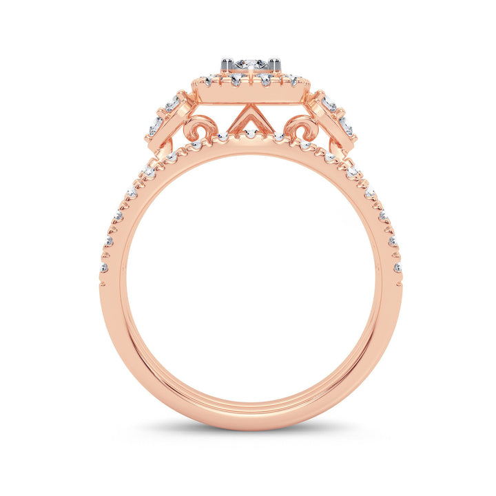 Romantic 14k Rose Gold Lab Diamond Bridal Ring (1CT)