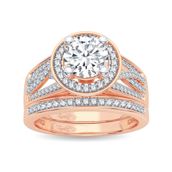14k Rose Gold 1.45CT Lab Diamond Bridal Ring
