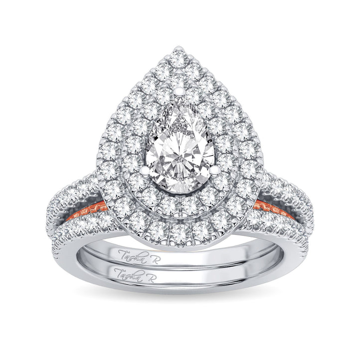 Romantic 14k Rose Gold 1.50CT Lab Diamond Bridal Ring