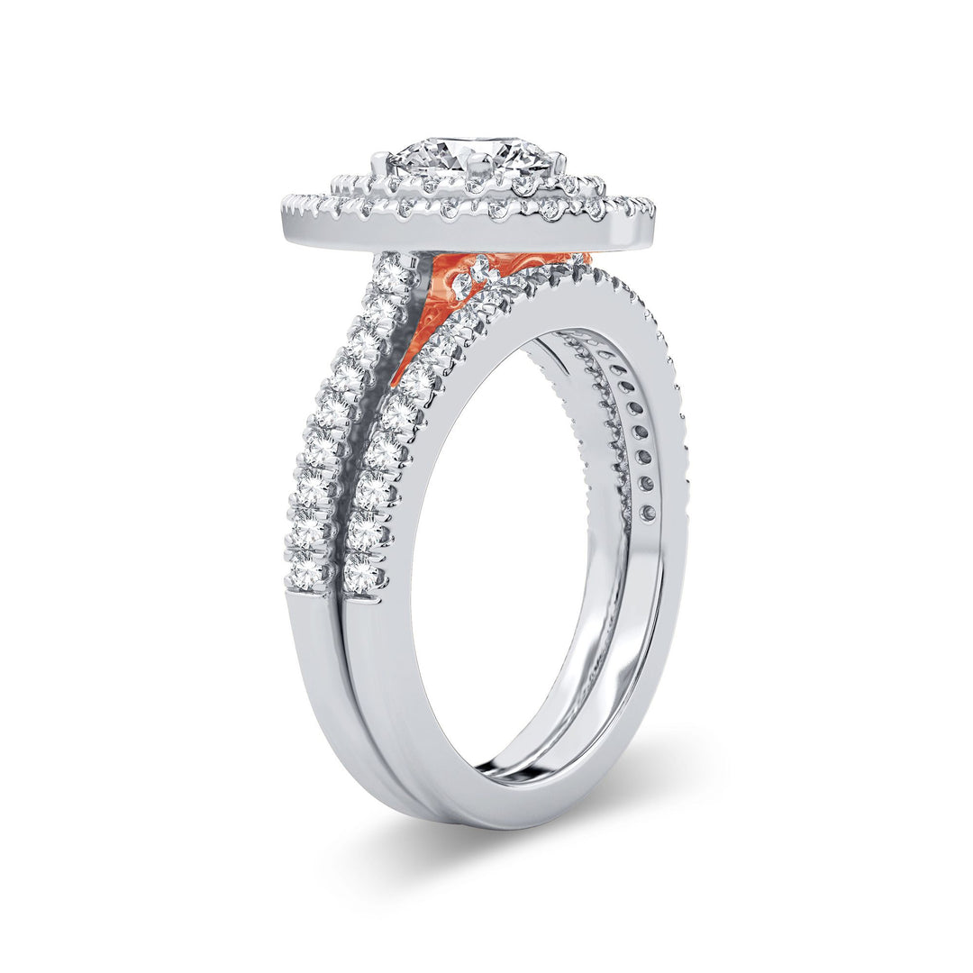 Romantic 14k Rose Gold 1.50CT Lab Diamond Bridal Ring