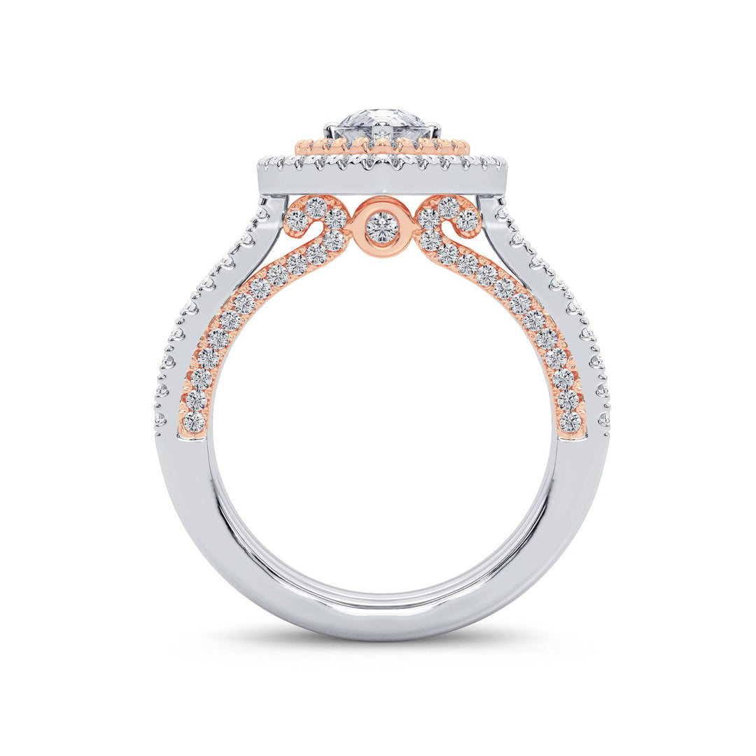 Romantic 14k Rose Gold 1.50CT Lab Diamond Bridal Ring