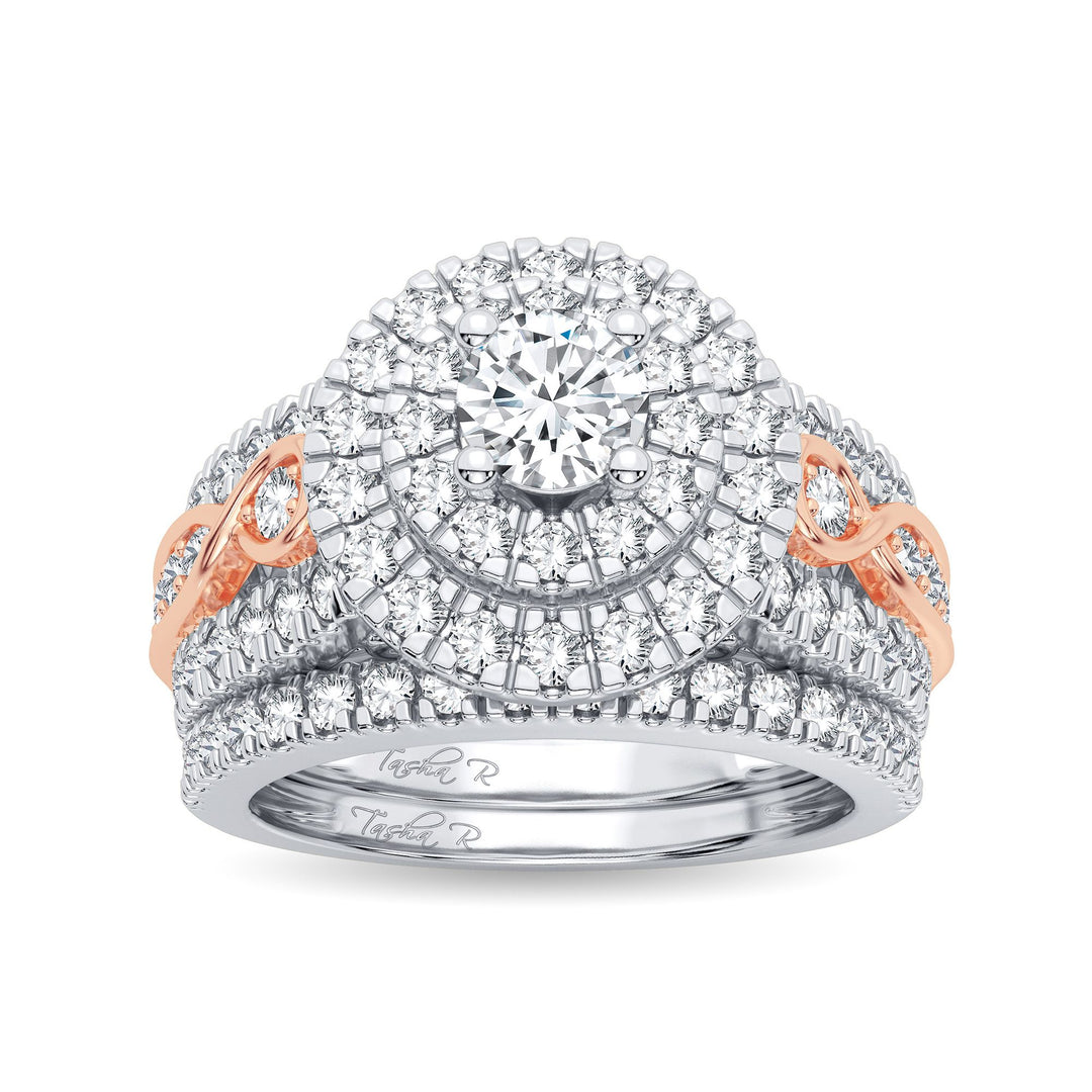 Romantic 14k Rose Gold Lab Diamond Bridal Ring 1.75CT
