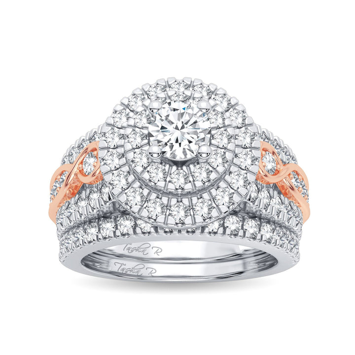 Romantic 14k Rose Gold Lab Diamond Bridal Ring 1.75CT