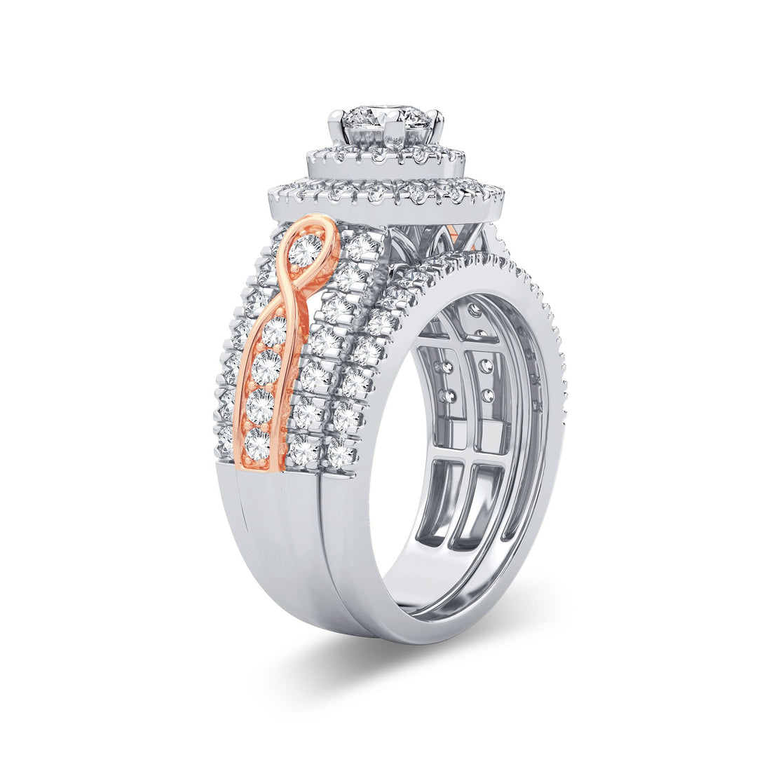Romantic 14k Rose Gold Lab Diamond Bridal Ring 1.75CT