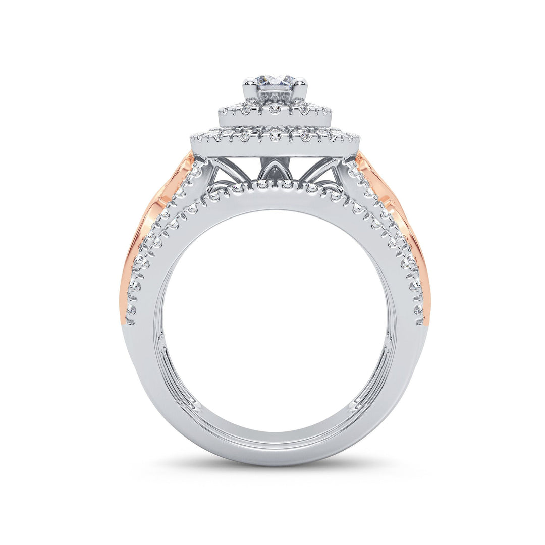 Romantic 14k Rose Gold Lab Diamond Bridal Ring 1.75CT