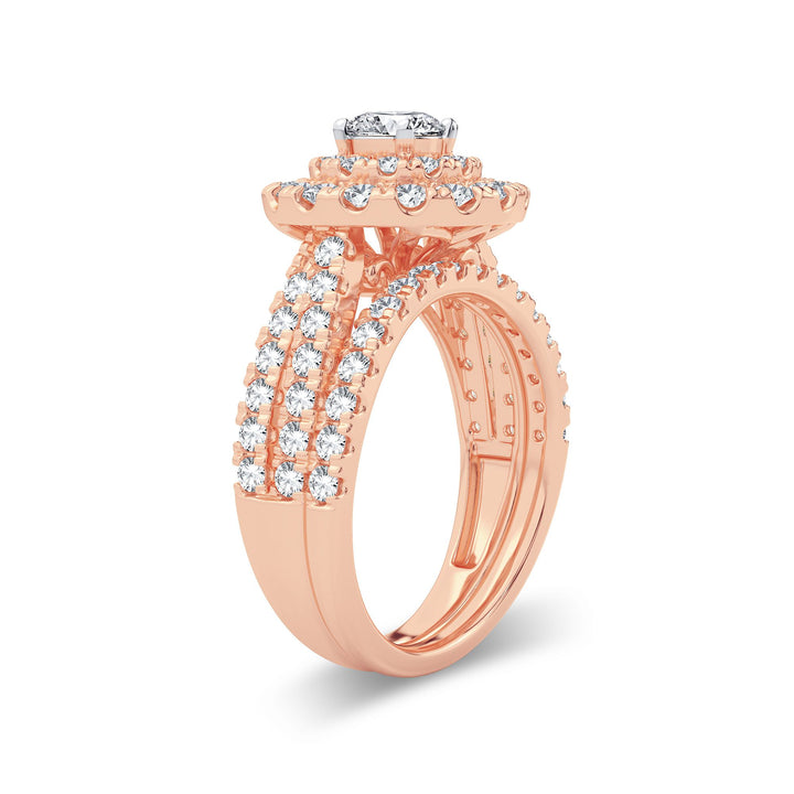 Romantic 14k Rose Gold 2CT Lab Diamond Bridal Ring