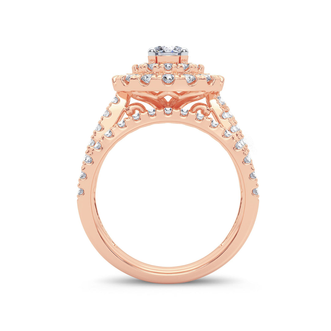 Romantic 14k Rose Gold 2CT Lab Diamond Bridal Ring