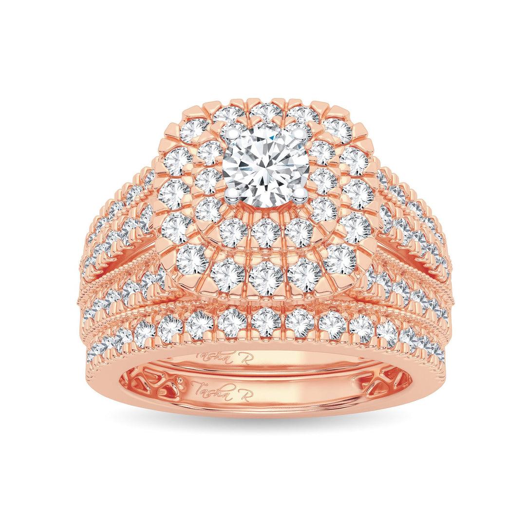 14k Rose Gold 2CT Lab Diamond Bridal Engagement Ring
