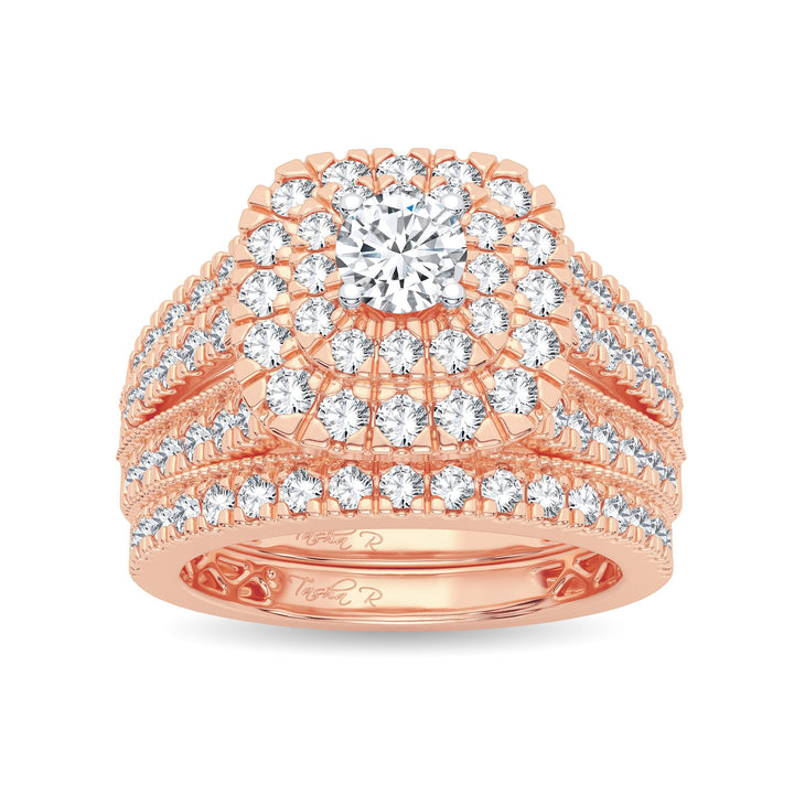 14k Rose Gold 2CT Lab Diamond Bridal Engagement Ring
