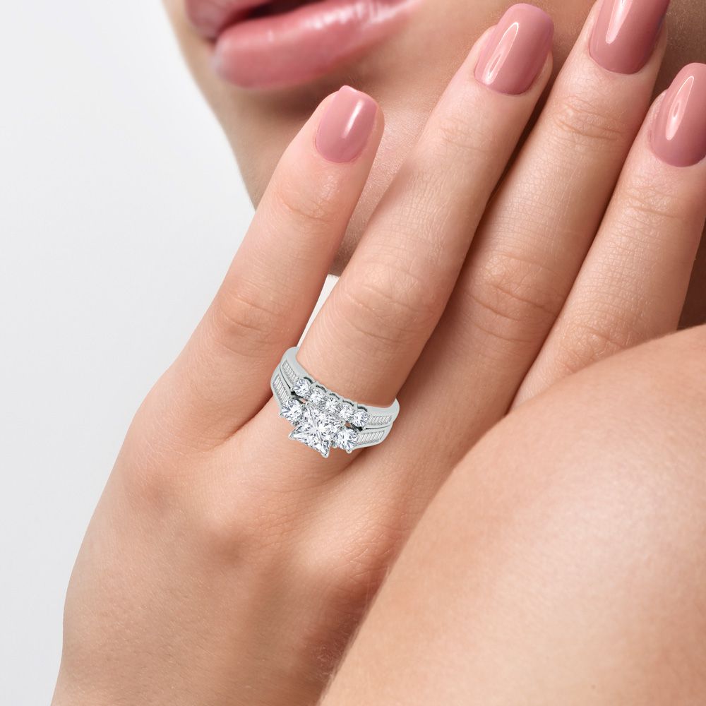 14k White Gold 2.12ct Lab Diamond Bridal Ring