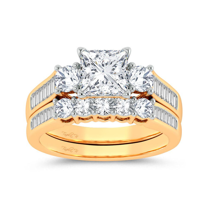 14k Yellow Gold 2.12ct Lab Diamond Bridal Ring