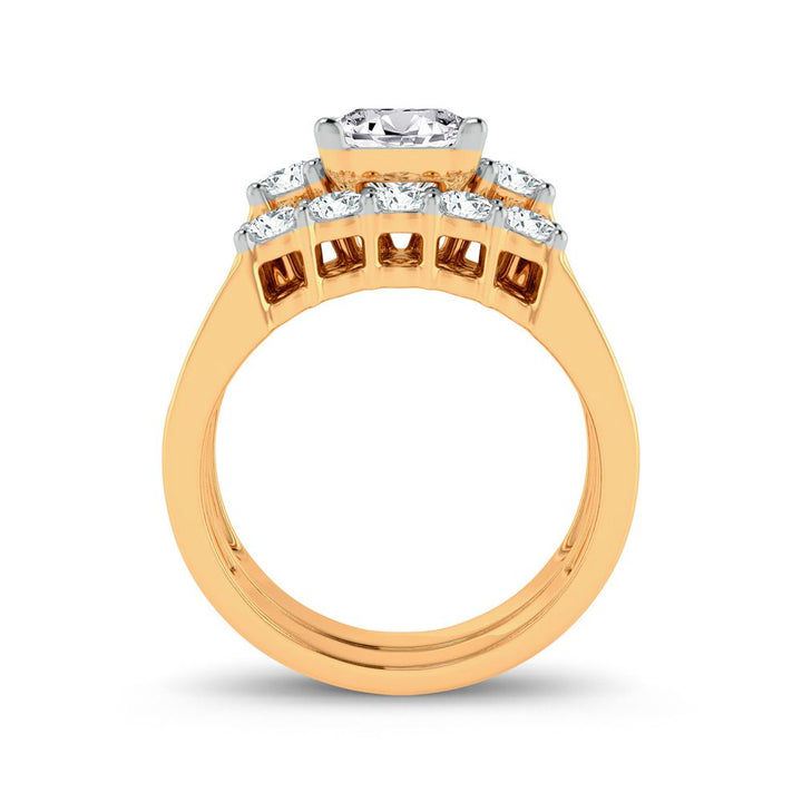 14k Yellow Gold 2.12ct Lab Diamond Bridal Ring
