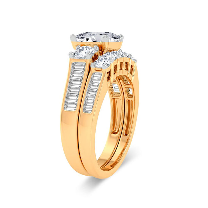 14k Yellow Gold 2.12ct Lab Diamond Bridal Ring