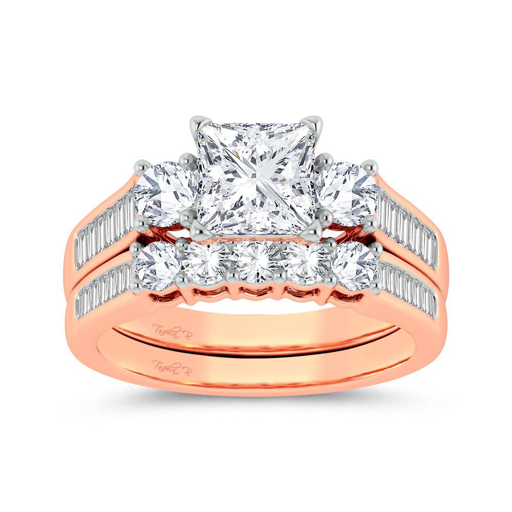Romantic 14k Rose Gold Lab Diamond Bridal Ring (2.12ct)