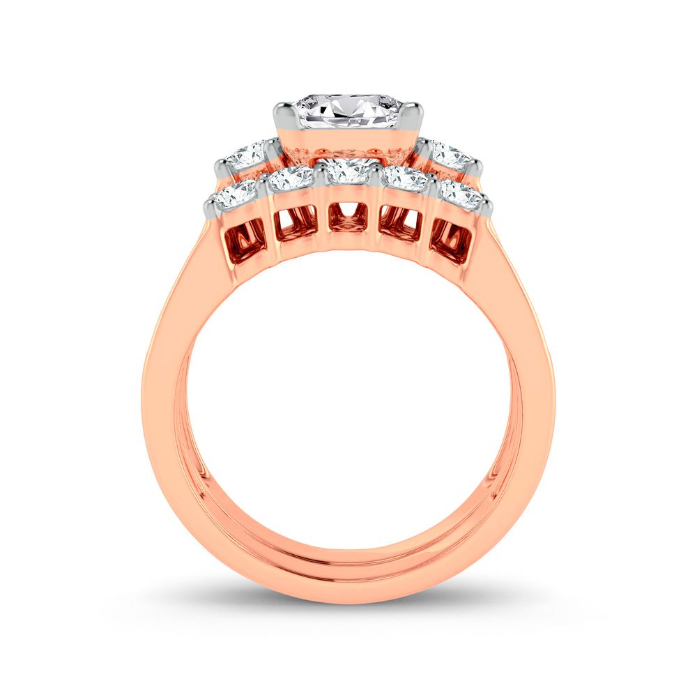 Romantic 14k Rose Gold Lab Diamond Bridal Ring (2.12ct)