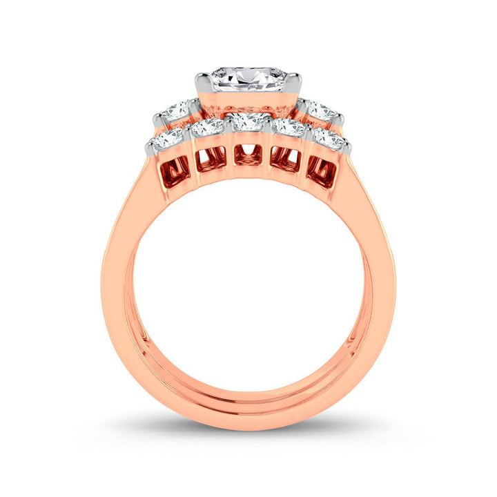 Romantic 14k Rose Gold Lab Diamond Bridal Ring (2.12ct)
