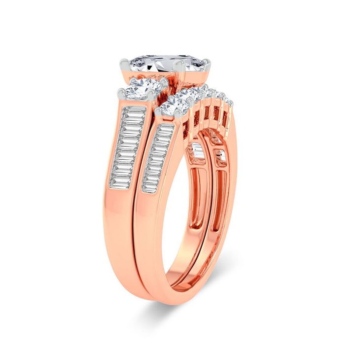Romantic 14k Rose Gold Lab Diamond Bridal Ring (2.12ct)