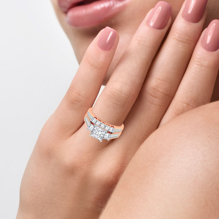 Romantic 14k Rose Gold Lab Diamond Bridal Ring (2.12ct)