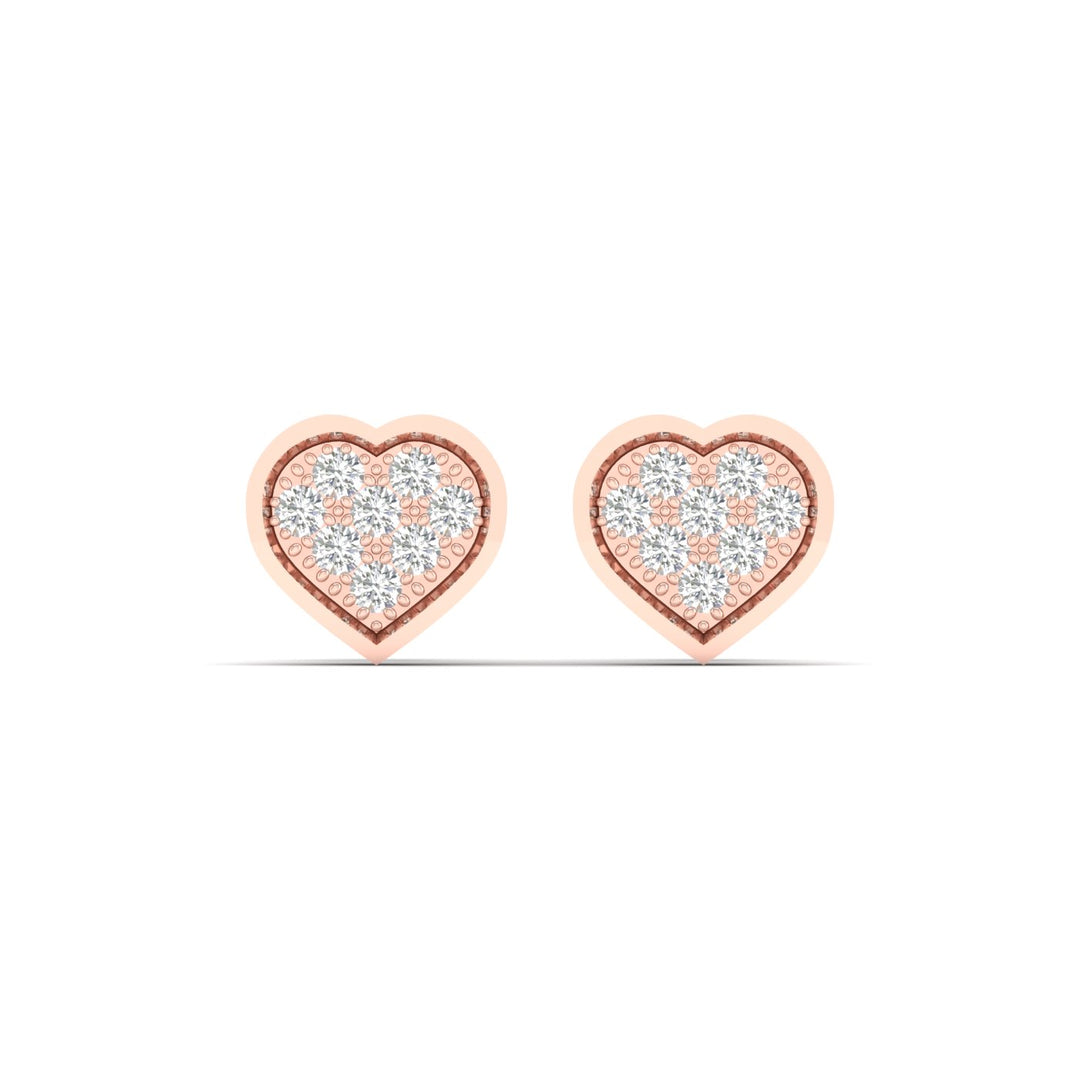 Delicate 10k Rose Gold 0.05CT Lab Diamond Stud Earrings