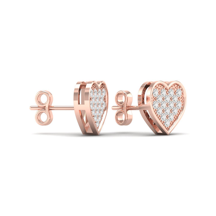Romantic 10k Rose Gold Lab Diamond Stud Earrings 0.1CT