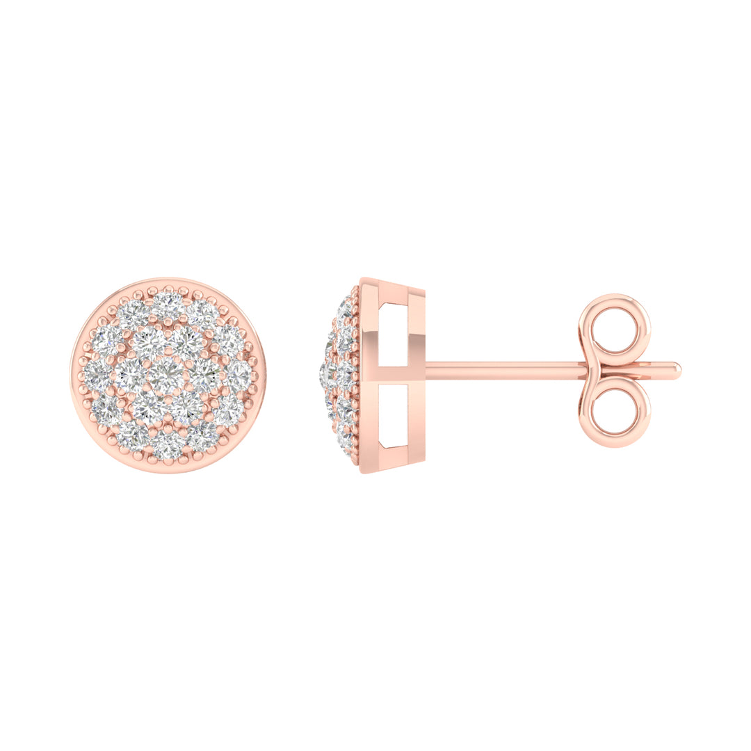 Romantic 10k Rose Gold Lab Diamond Stud Earrings