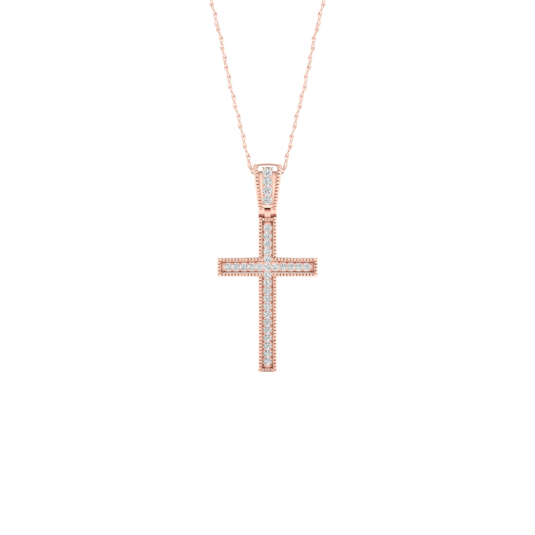 Romantic 10k Rose Gold Lab Diamond Pendant Necklace