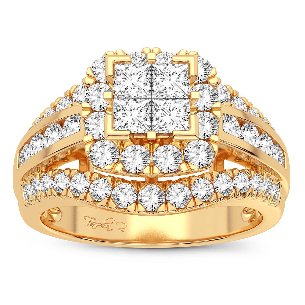 Luminous 14K Yellow Gold 1.50CT Lab Diamond Engagement Ring