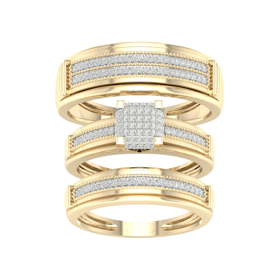 10k Yellow Gold 0.40CT Lab Diamond Trio Wedding Ring Set
