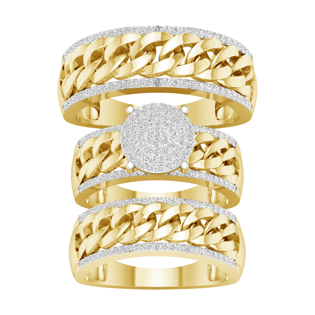 10k Yellow Gold 0.60ct Lab Diamond Trio Wedding Set