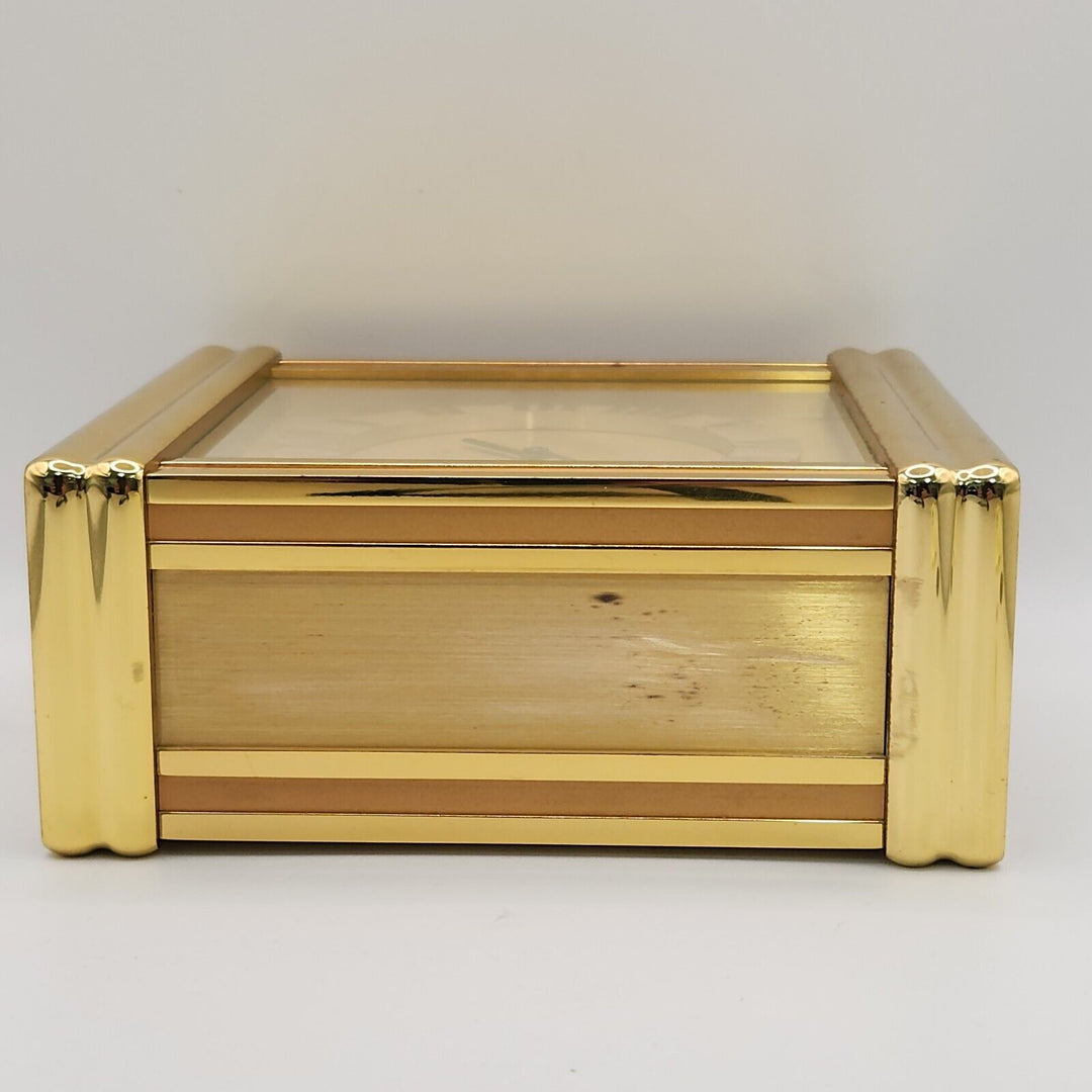 Vintage Tiffany & CO Large Rectangle Brass Desk Clock Quartz Roman Numerals