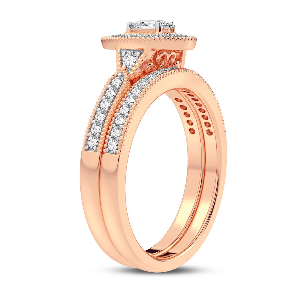 Romantic 14k Rose Gold Lab Diamond Bridal Ring (0.50CT)