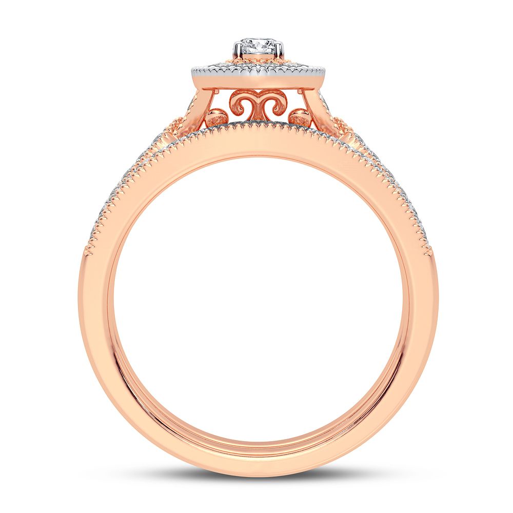 Romantic 14k Rose Gold Lab Diamond Bridal Ring (0.50CT)